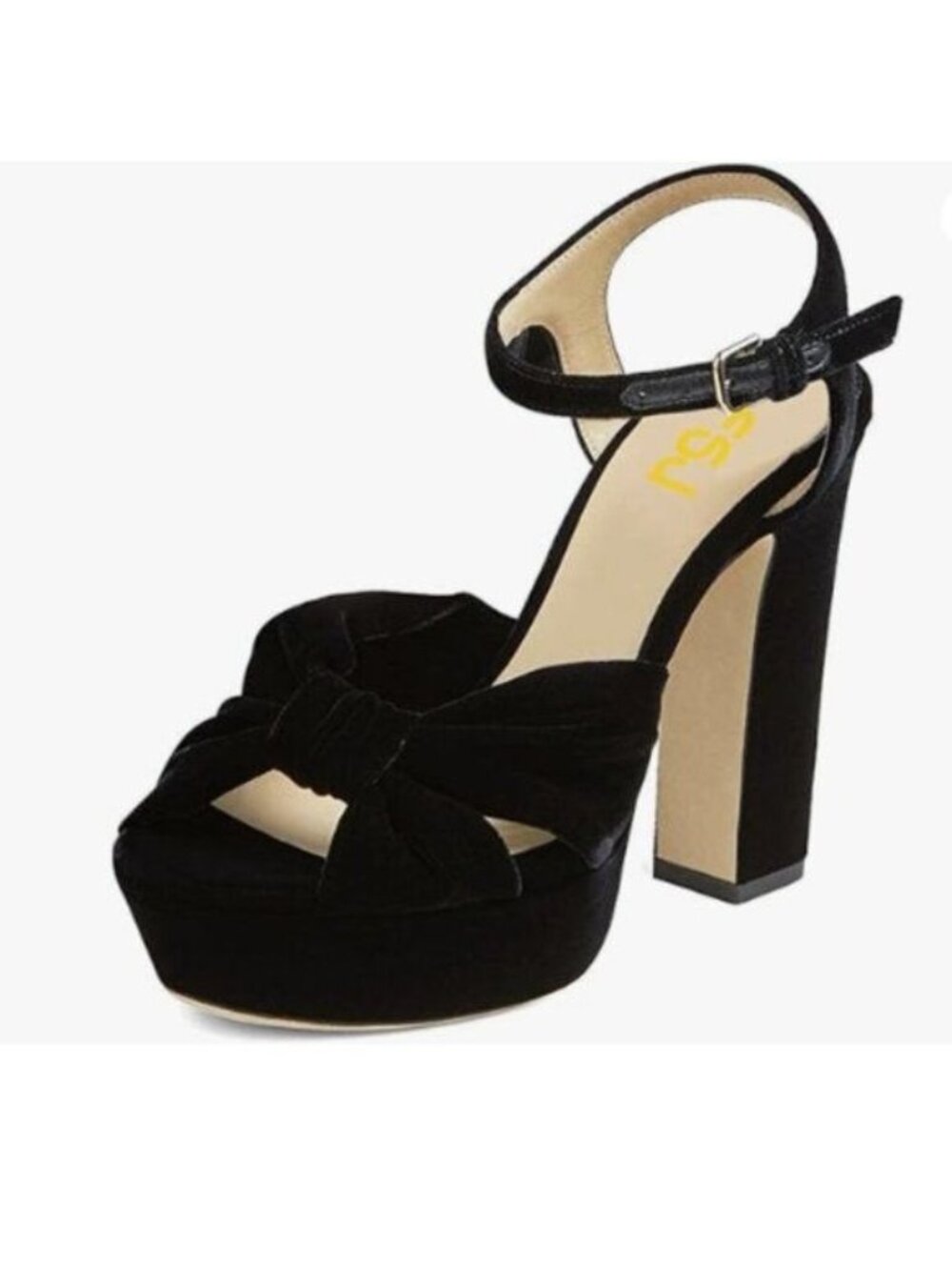FSJ Women Platform Chunky Block High Heel Sandals Peep Toe Ankle Strap Black